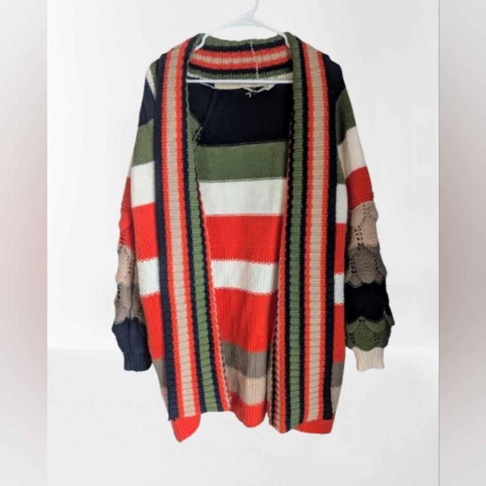 Davi & Dani Multicolor Women's Knit Open Front Sweater- L